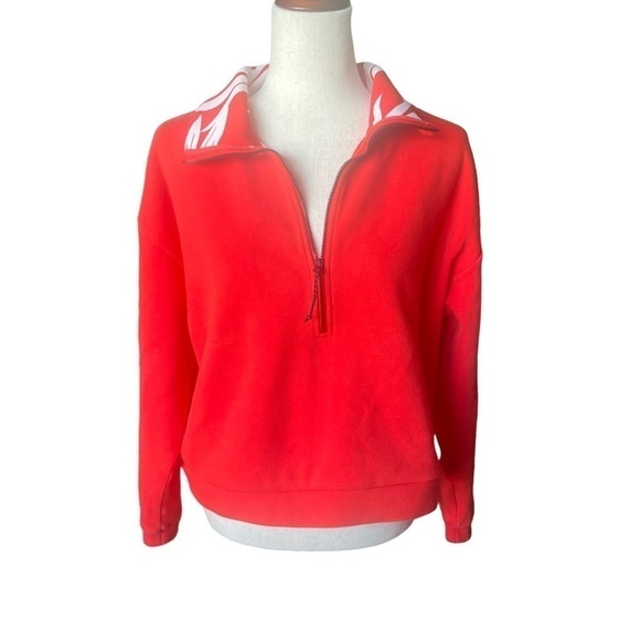 Lolë Half Zip Sweatshirt Unity Sweater XL Flame Red Colorful Tropical Travel - Picture 2 of 11